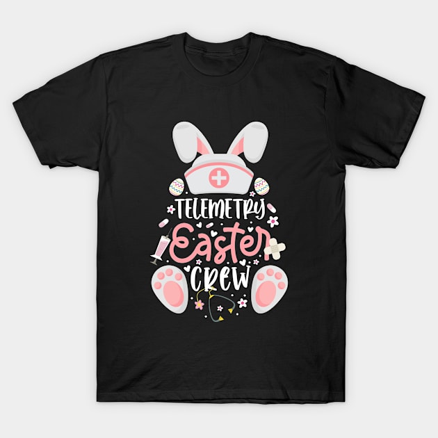 Telemetry Easter Day Nurse Crew Bunny Ears Easter Nursing T-Shirt by dounjdesigner